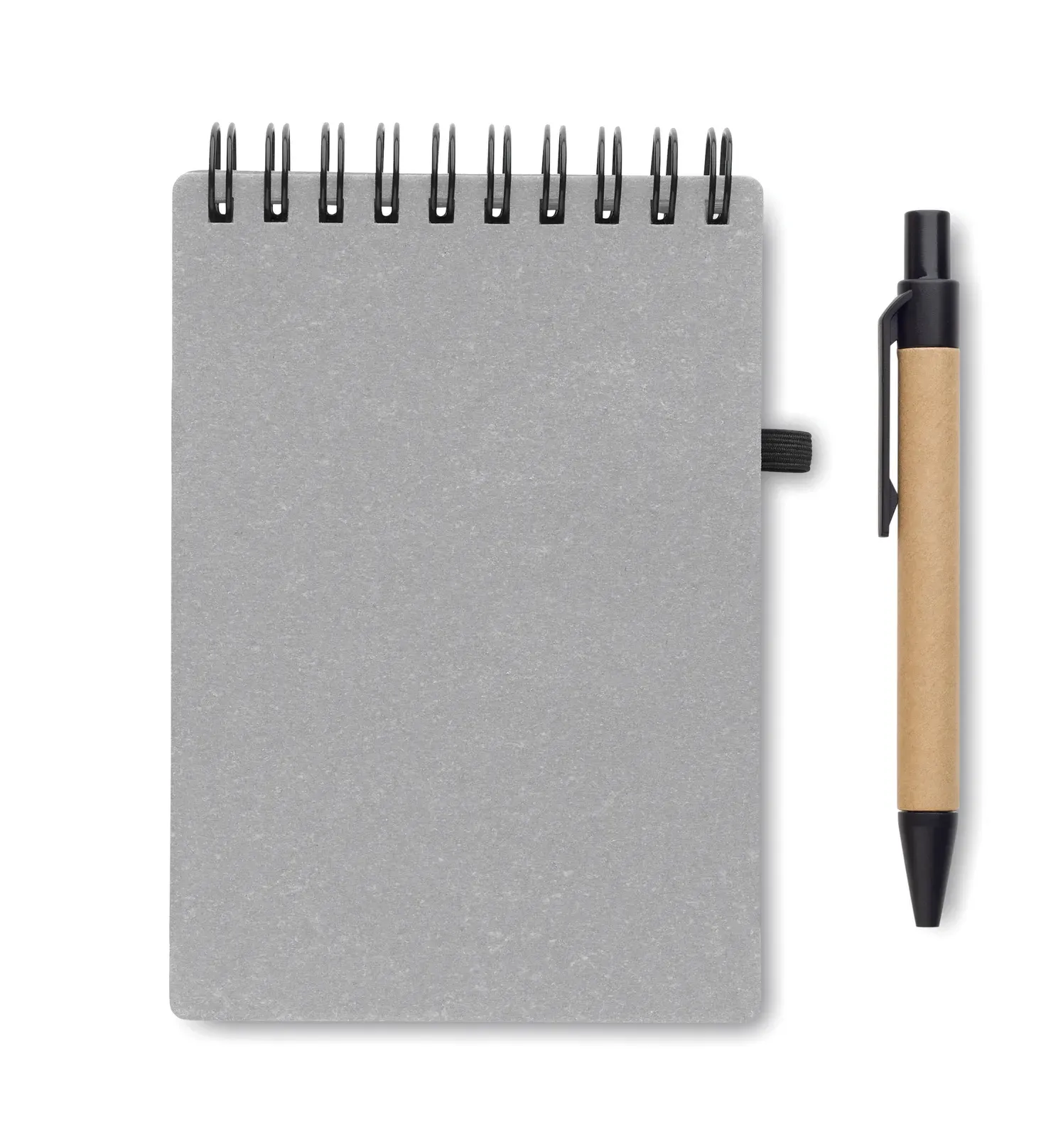 Notie Recycled Paper & PU Notebook + Pen Set – 140-Page FSC-Certified Refill — Grey