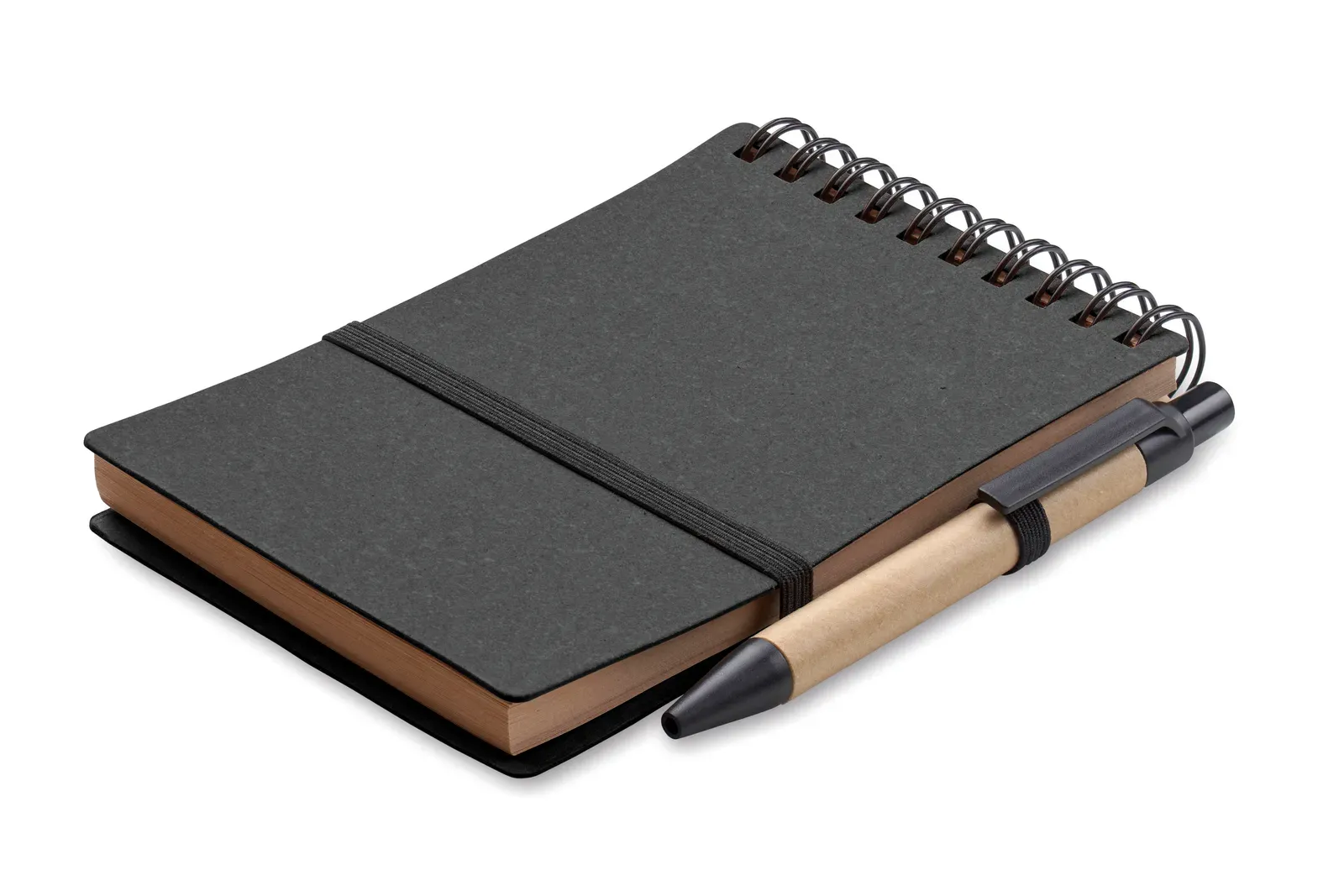 Notie Recycled Paper & PU Notebook + Pen Set – 140-Page FSC-Certified Refill — Stone Grey