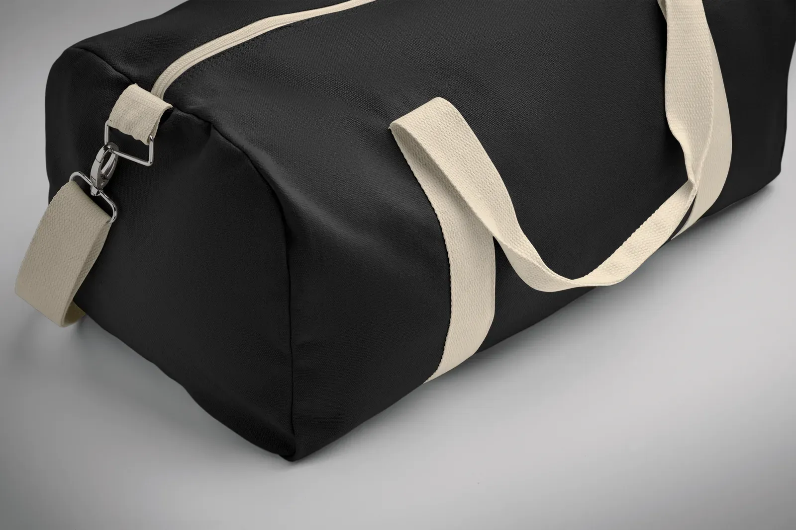 Recycled Cotton Duffle Bag Maldi with Adjustable Strap 49X26X24 cm — Black