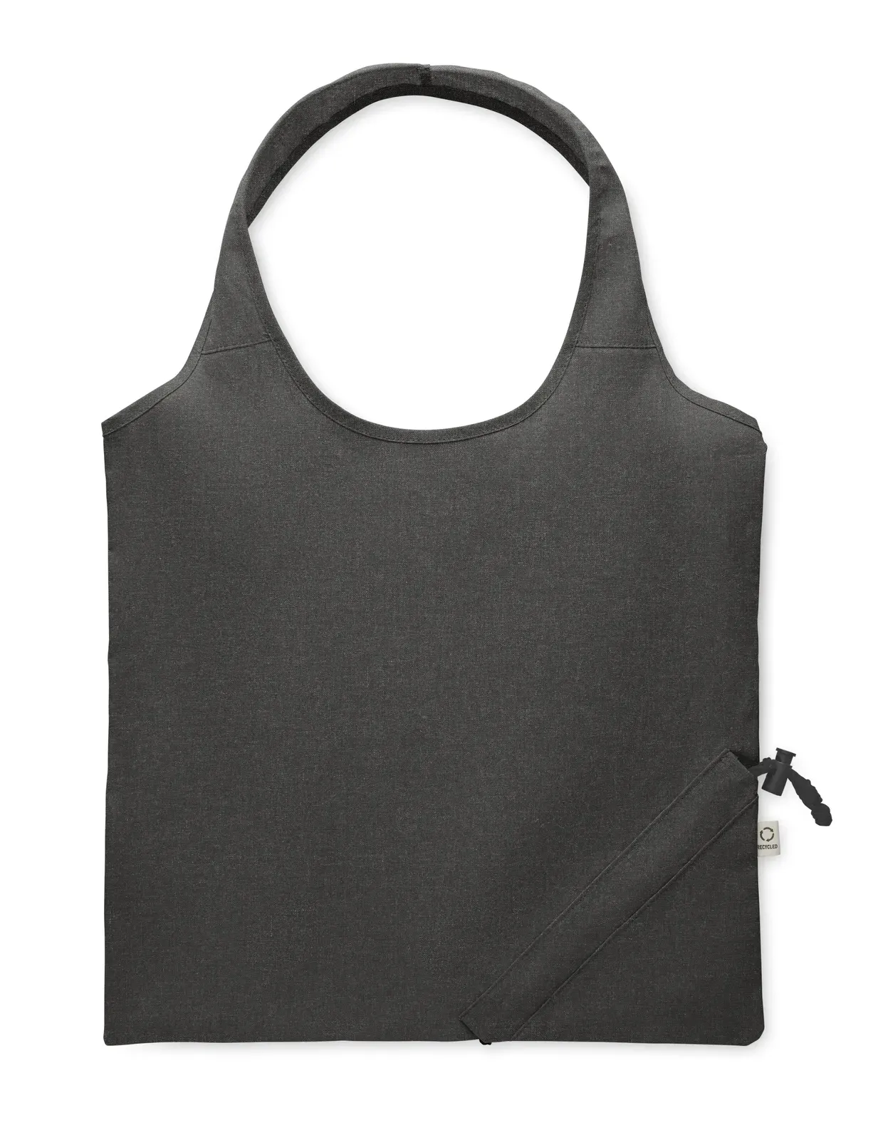 Recycled Cotton Shopping Bag Carrie Colour with Foldable Design — Black