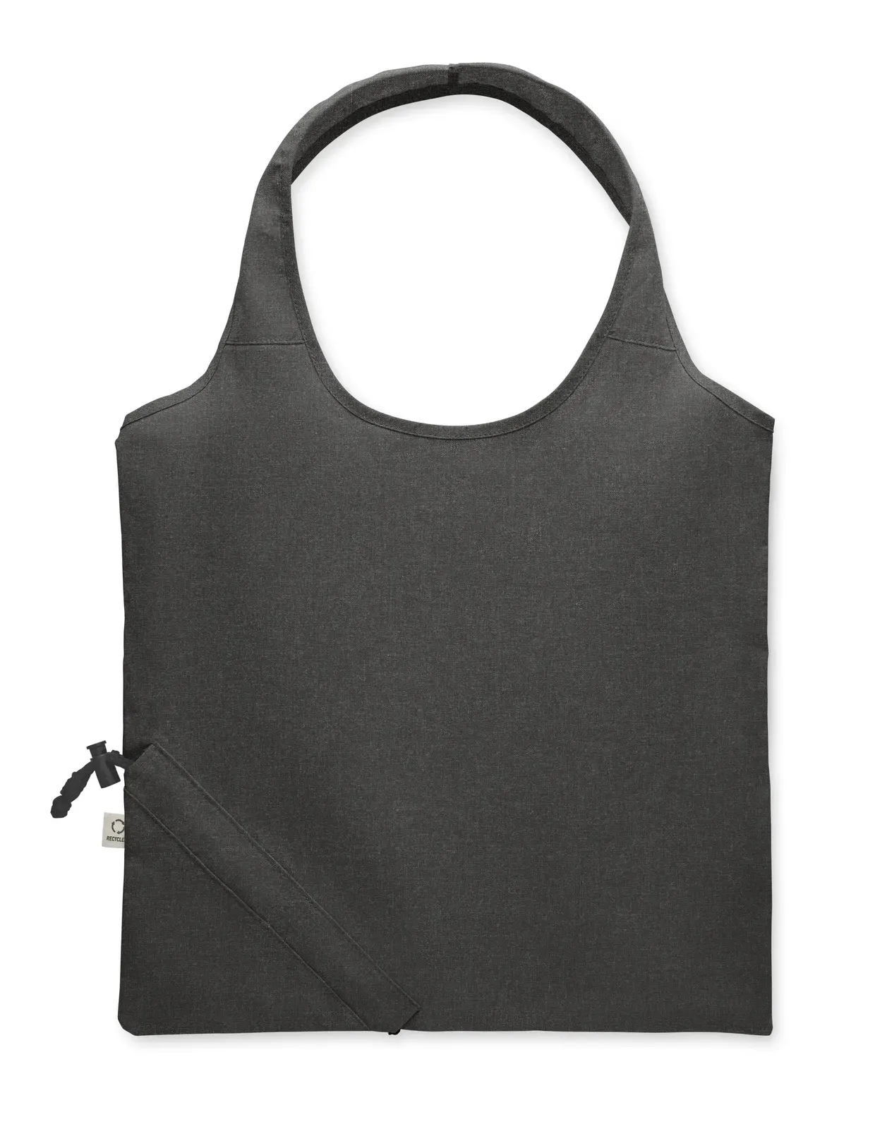 Recycled Cotton Shopping Bag Carrie Colour with Foldable Design — Black