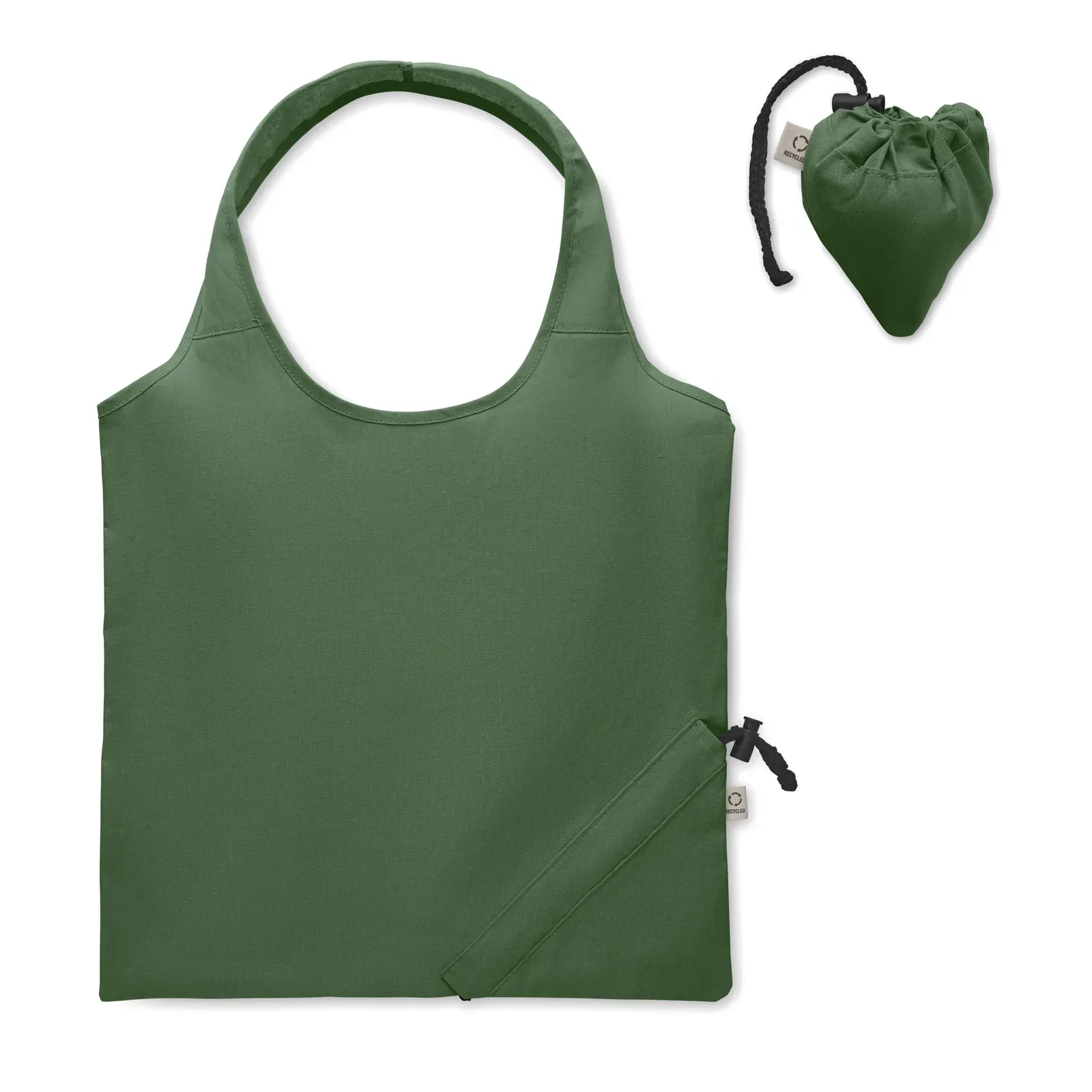 Recycled Cotton Shopping Bag Carrie Colour with Foldable Design — Dark Green