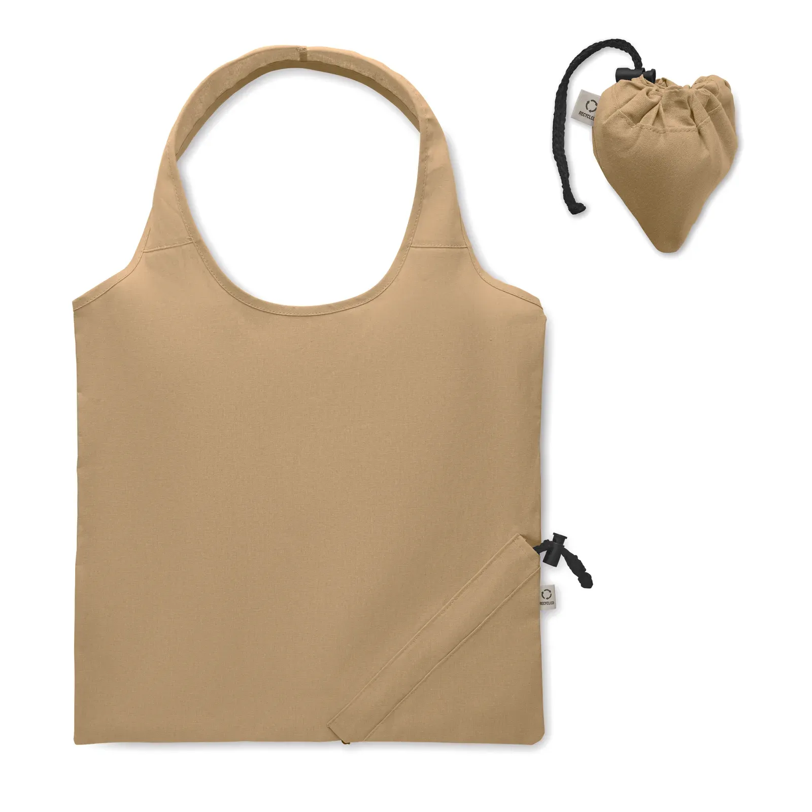 Recycled Cotton Shopping Bag Carrie Colour with Foldable Design — Khaki