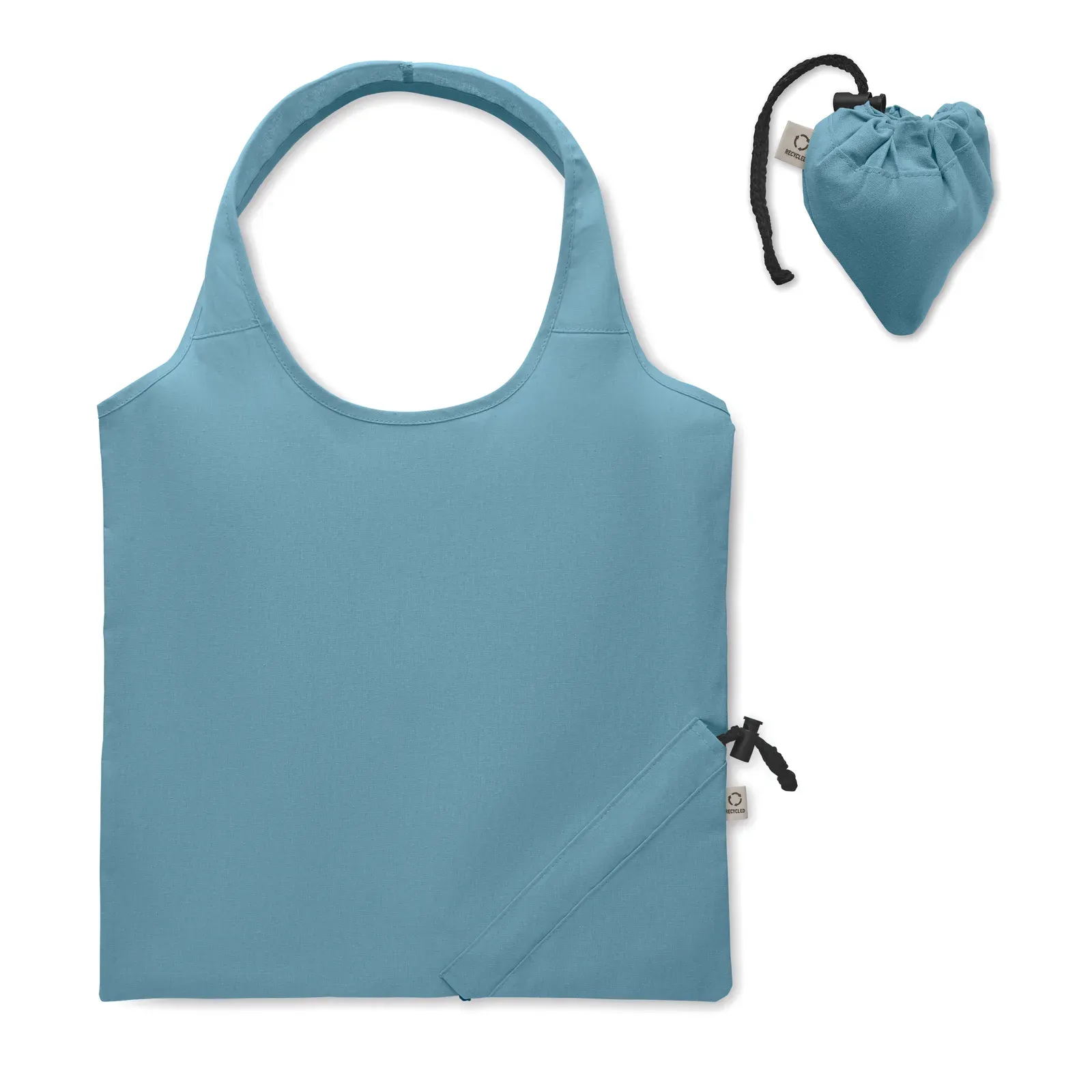 Recycled Cotton Shopping Bag Carrie Colour with Foldable Design — Petrol