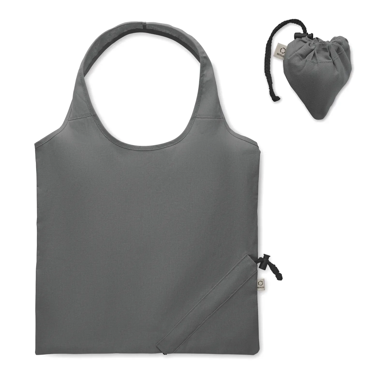 Recycled Cotton Shopping Bag Carrie Colour with Foldable Design — Stone Grey