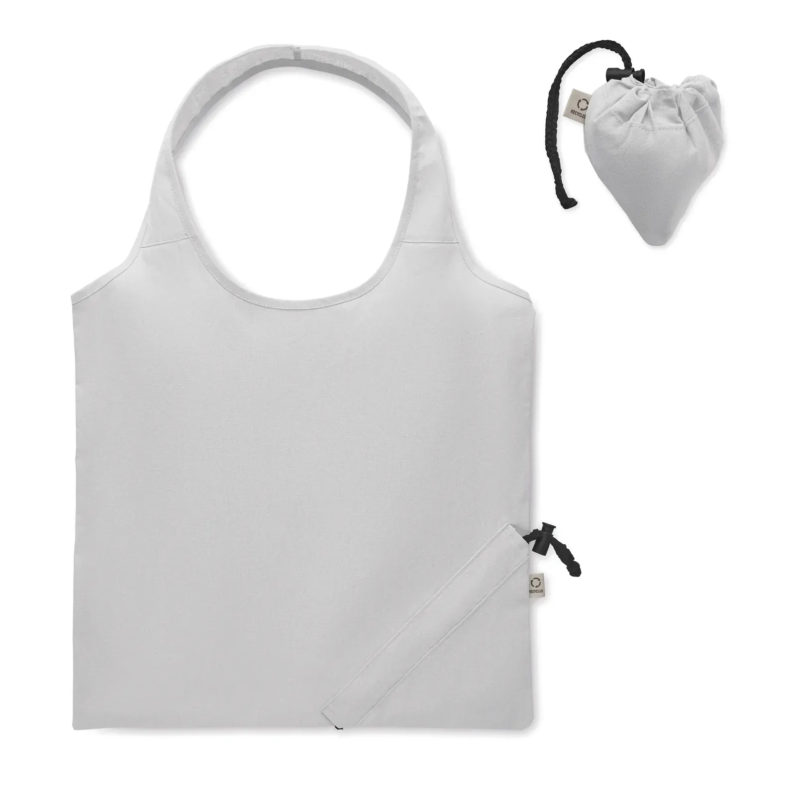 Recycled Cotton Shopping Bag Carrie Colour with Foldable Design — White