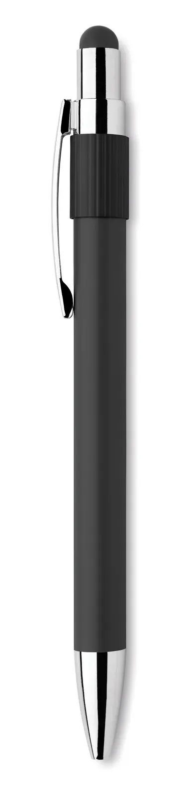Edd Recycled Aluminium Spinner Pen with Stylus — Black