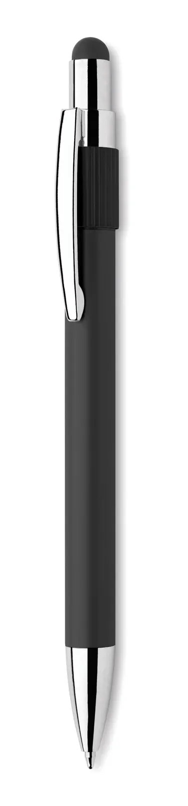 Edd Recycled Aluminium Spinner Pen with Stylus — Black