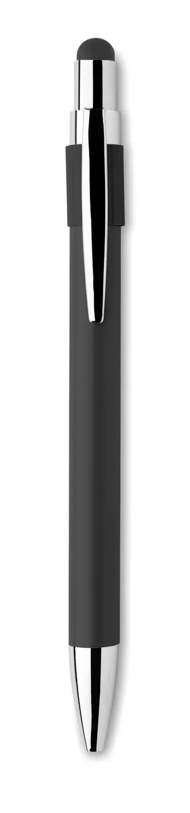 Edd Recycled Aluminium Spinner Pen with Stylus — Black
