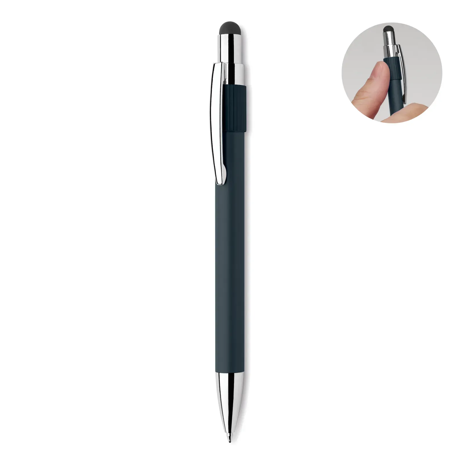 Edd Recycled Aluminium Spinner Pen with Stylus — French Navy