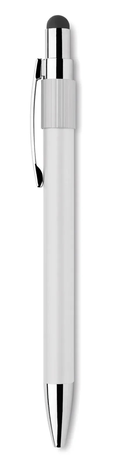 Edd Recycled Aluminium Spinner Pen with Stylus — White