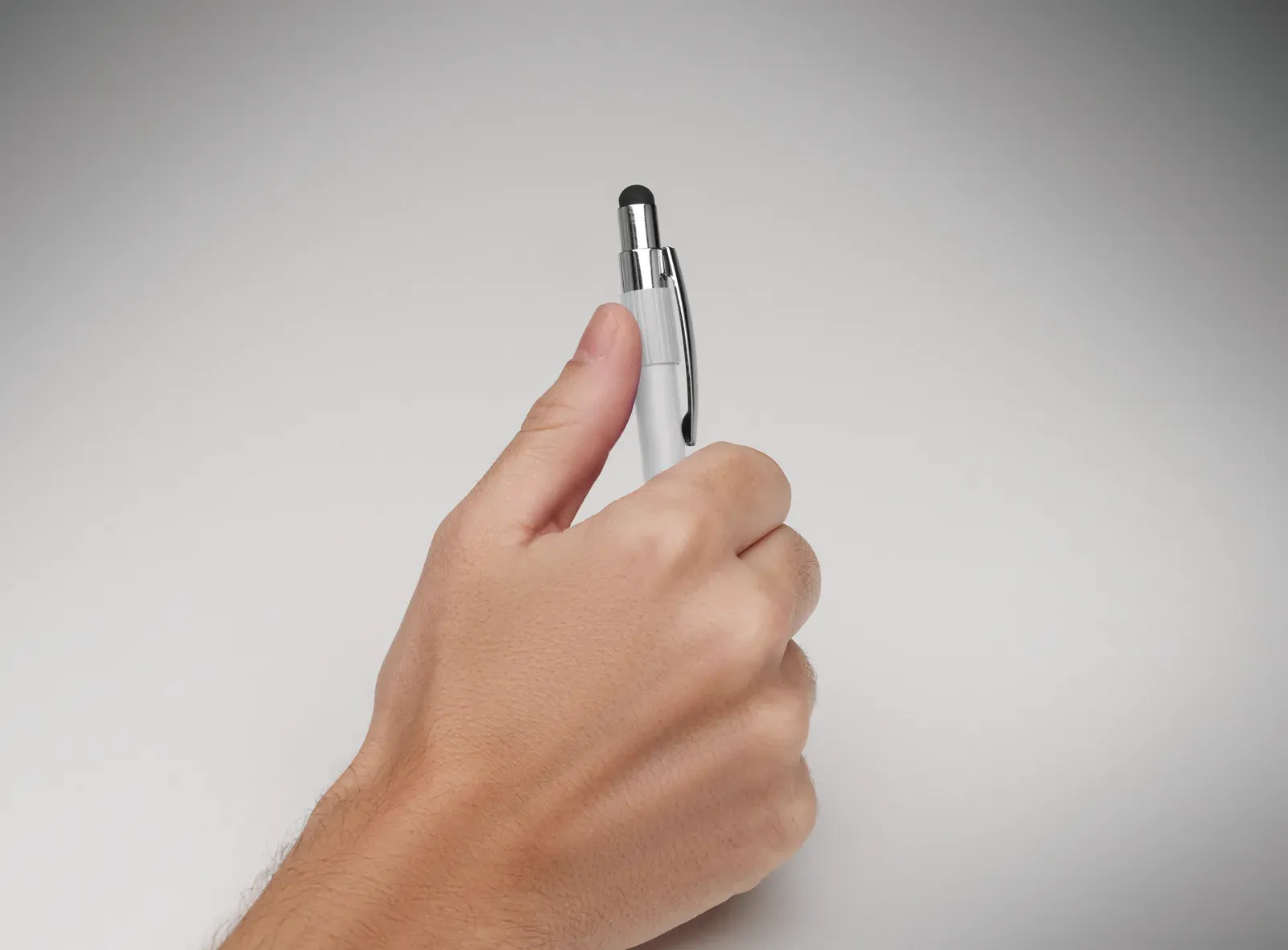 Edd Recycled Aluminium Spinner Pen with Stylus — White