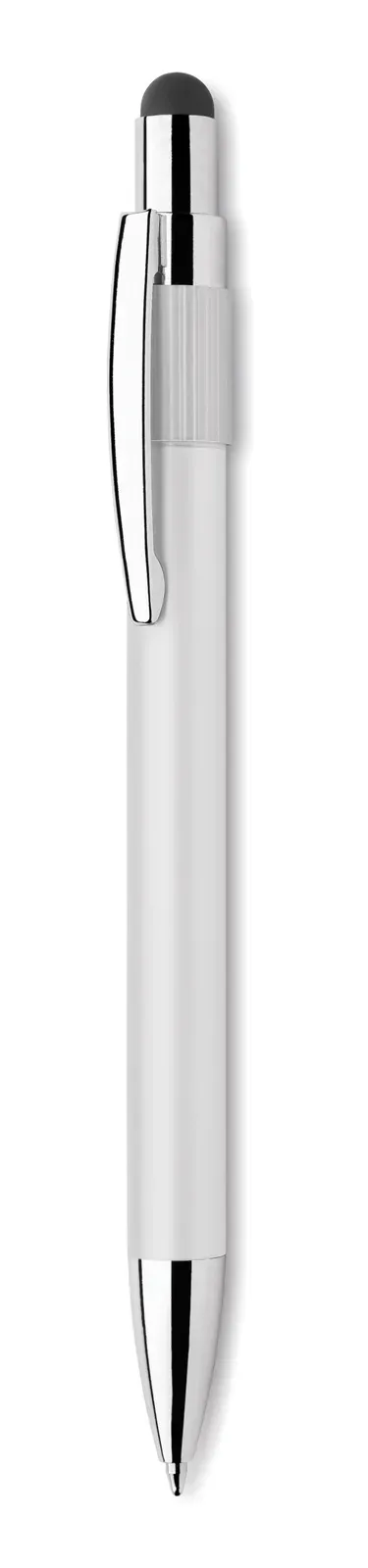 Edd Recycled Aluminium Spinner Pen with Stylus — White