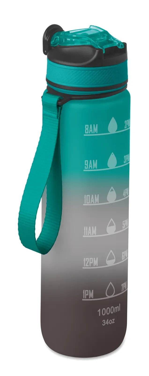 Activate – Sports Water Bottle in RPET with Integrated Straw, Soft Silicone Mouth Piece, Motivational Time Markings