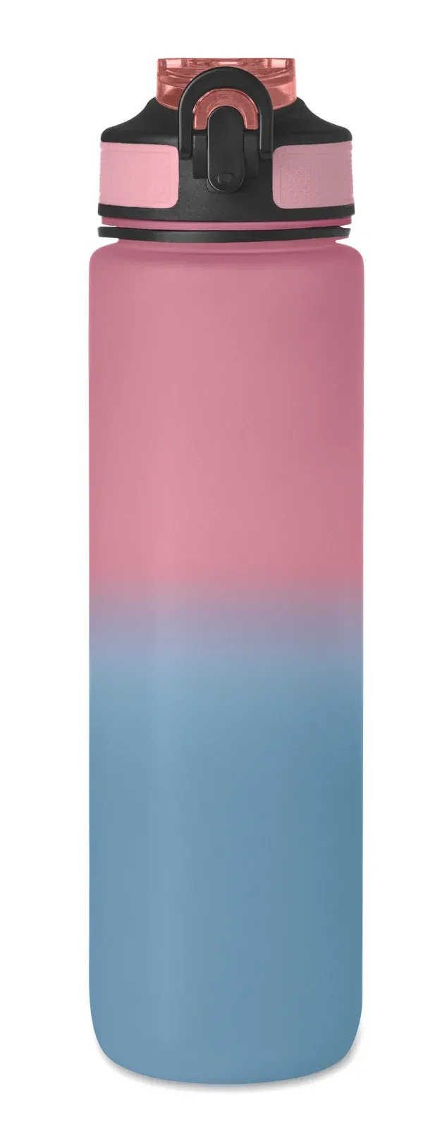 Activate – Sports Water Bottle in RPET with Integrated Straw, Soft Silicone Mouth Piece, Motivational Time Markings — Baby Pink