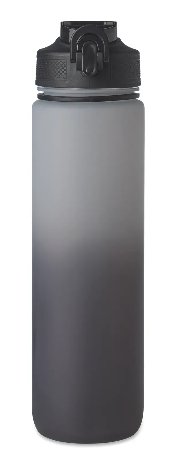 Activate – Sports Water Bottle in RPET with Integrated Straw, Soft Silicone Mouth Piece, Motivational Time Markings — Black
