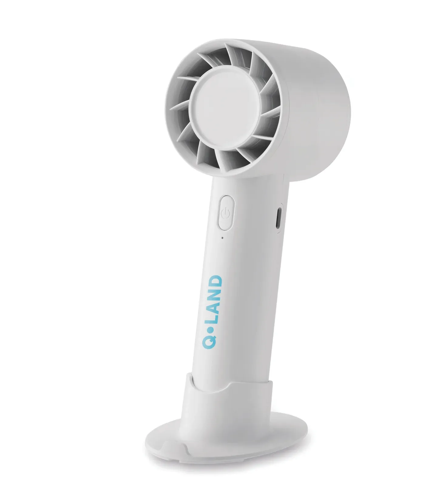 Aire Portable USB Fan with Phone Stand – 3-Speed, 2000mAh Battery — White
