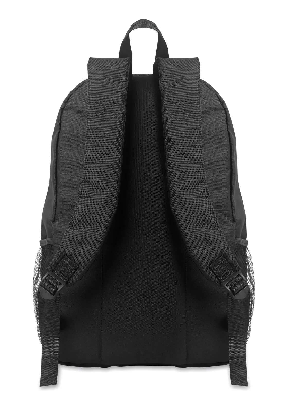 Polyester Backpack Hige with Mesh Pocket 29X16X46 cm MO2491 Backpack — Black