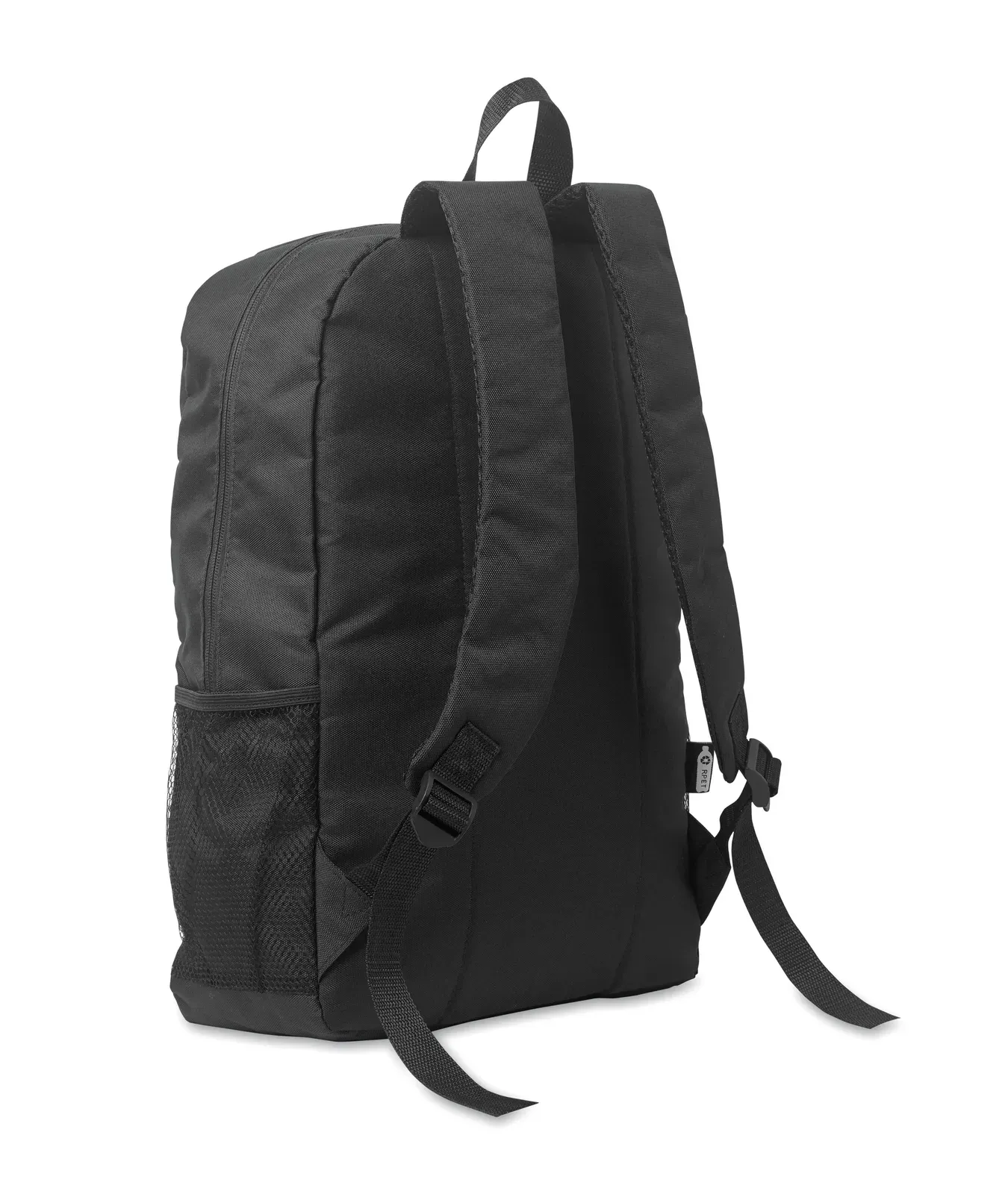 Polyester Backpack Hige with Mesh Pocket 29X16X46 cm MO2491 Backpack — Black