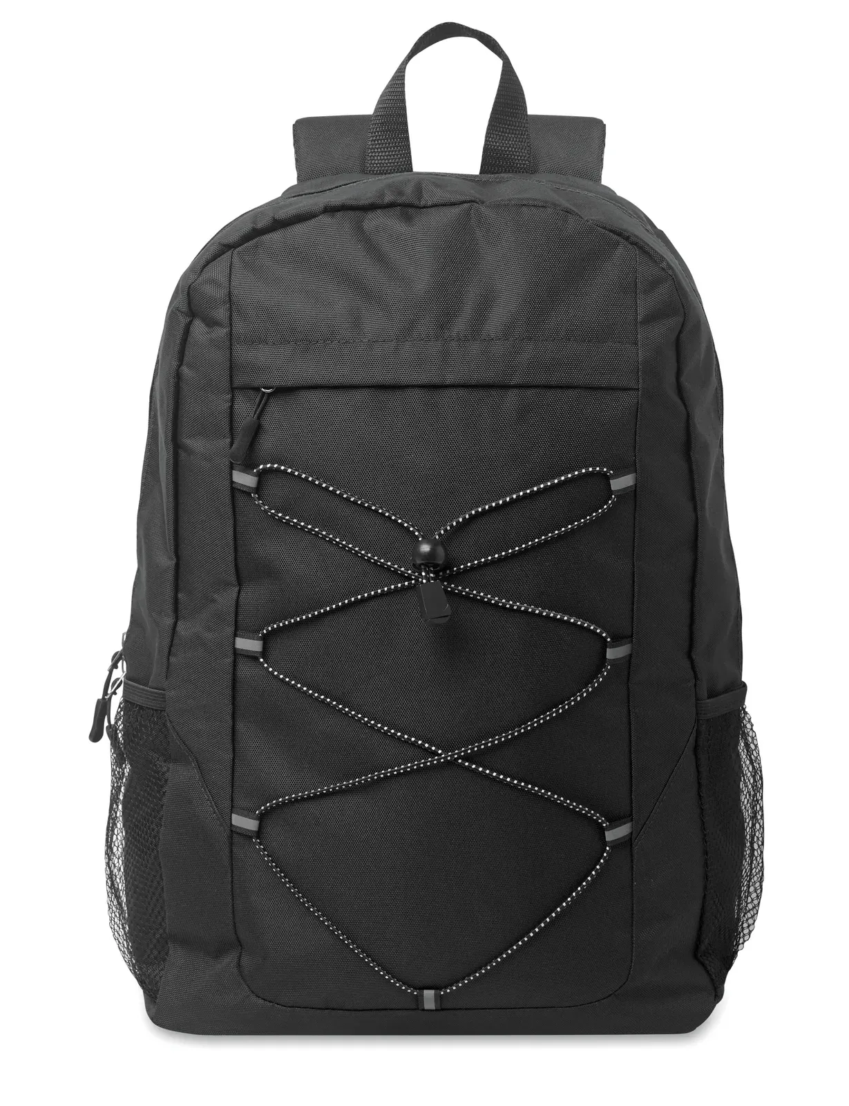 Polyester Backpack Hige with Mesh Pocket 29X16X46 cm MO2491 Backpack — Black
