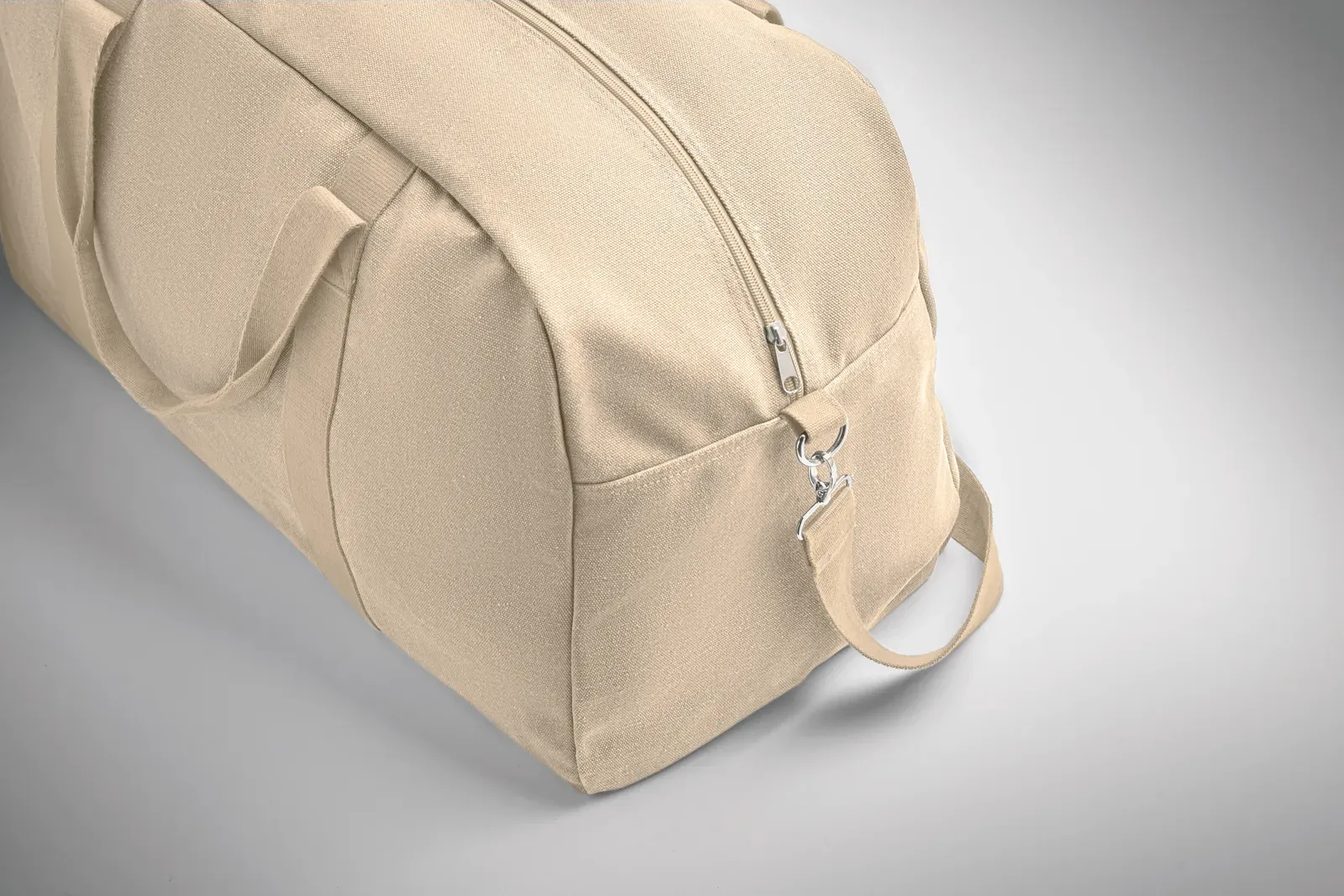 Recycled Cotton Duffle Bag Duffas with Adjustable Strap 57X33X27.5 cm — Beige