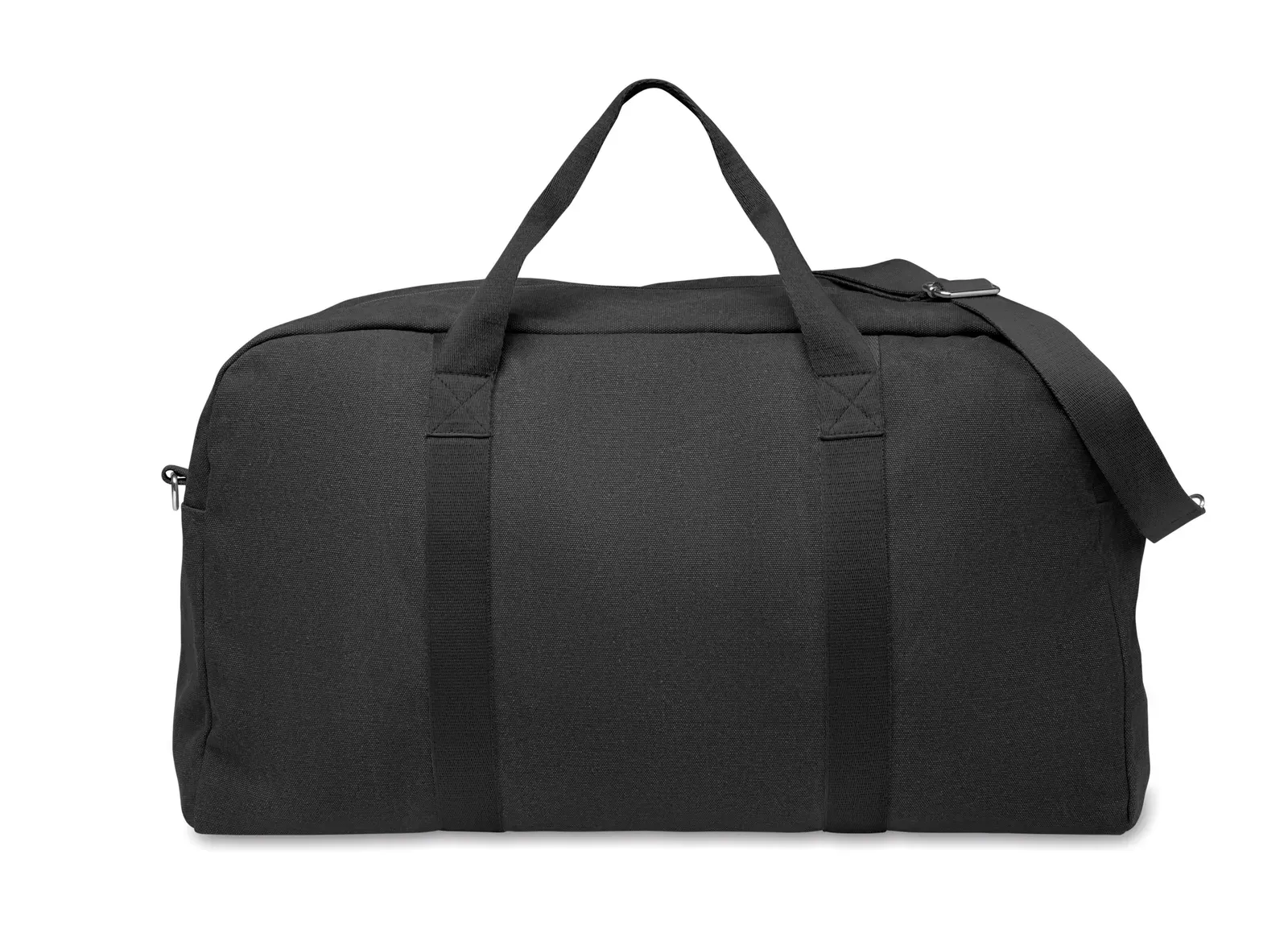 Recycled Cotton Duffle Bag Duffas Colour with Adjustable Strap — Black