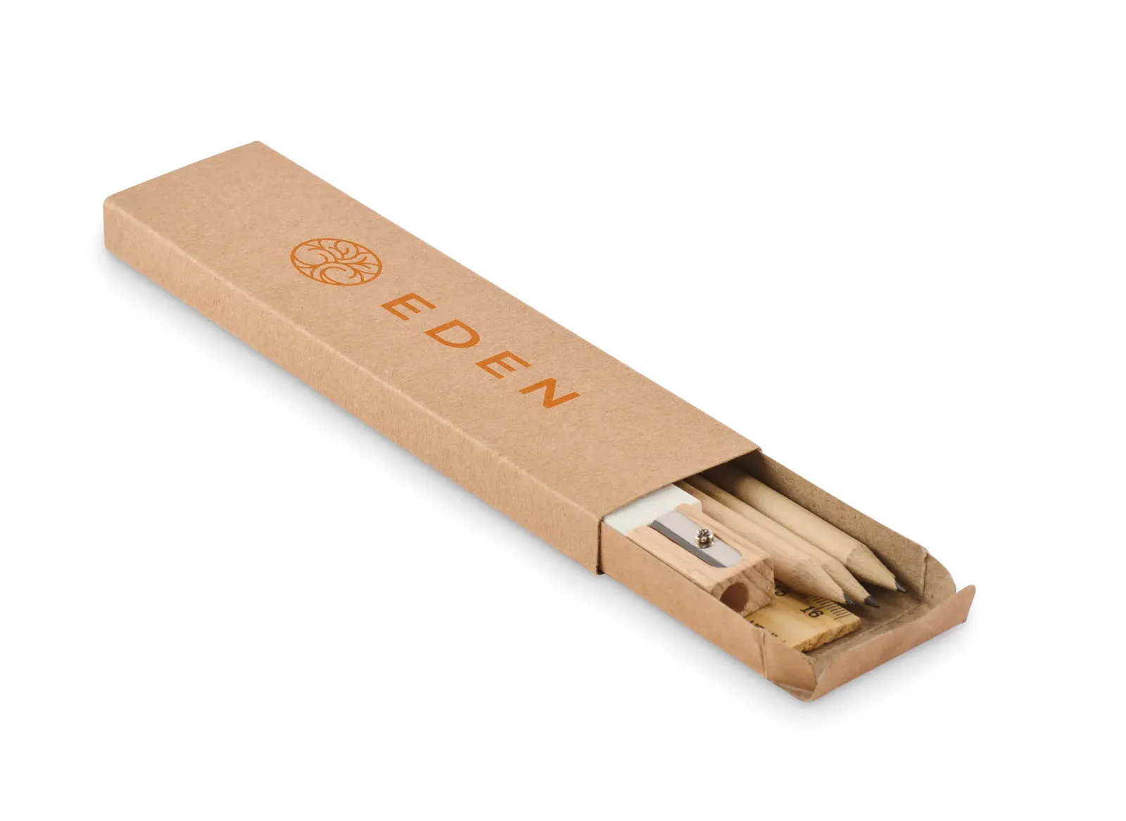 Stox Paper Box Stationery Set – Pencils, Ruler, Sharpener & Eraser — Beige