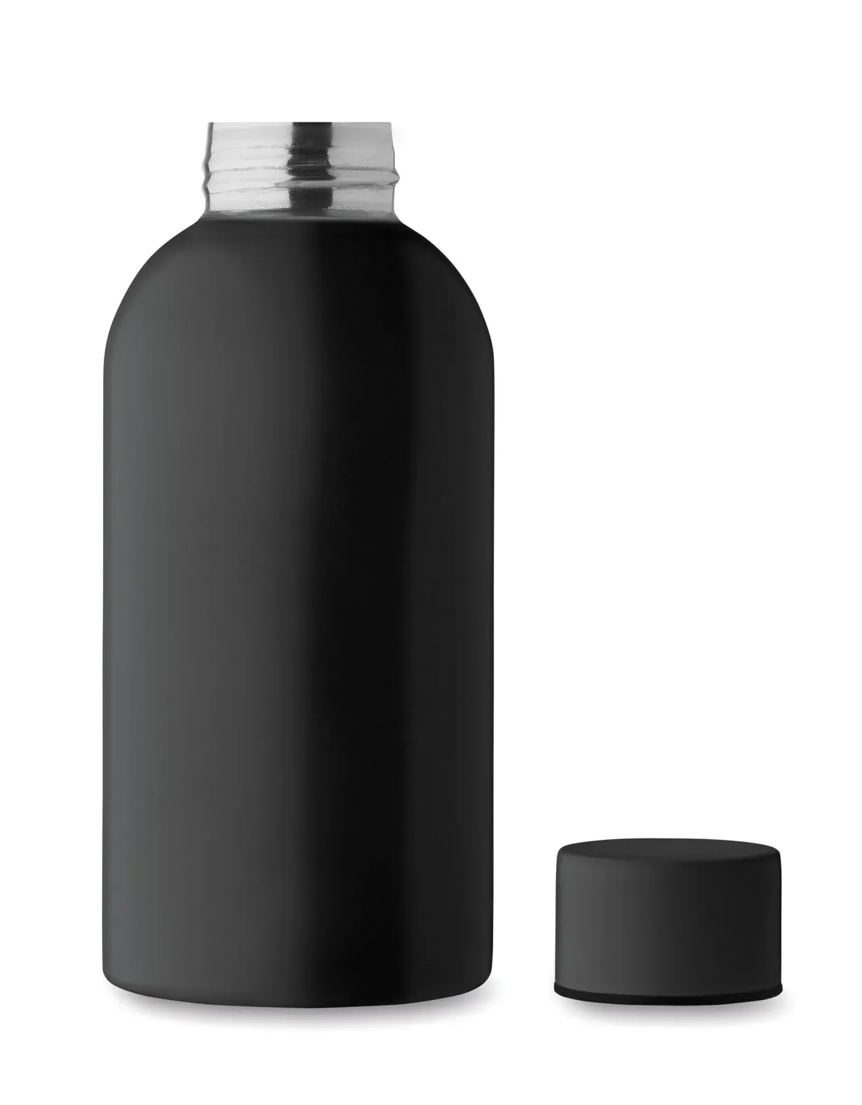 Athena Mid – Single Wall Bottle in Recycled Stainless Steel (90 % Recycled Stainless Steel and 10% Stainless Steel) with Lid — Black