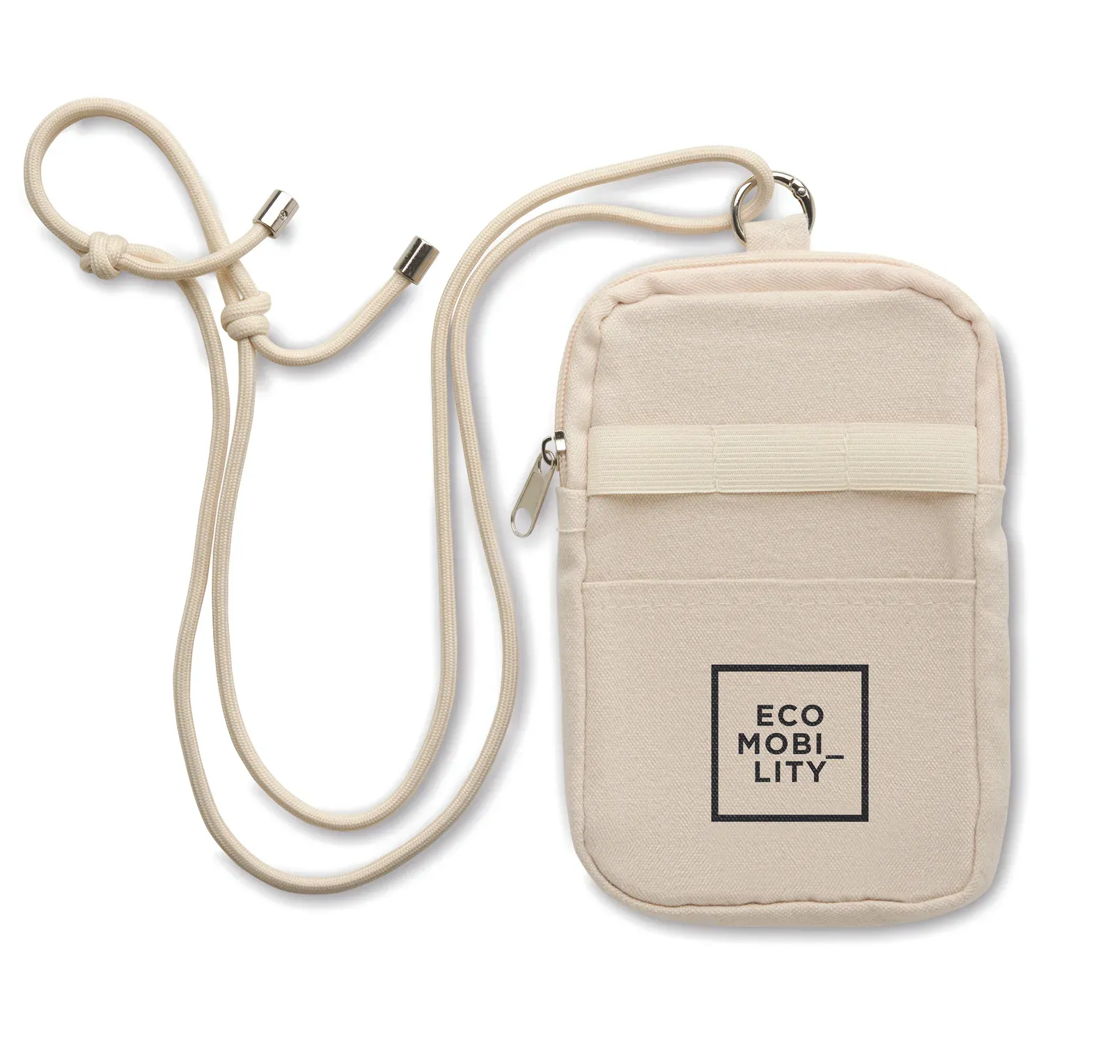 Recycled Cotton Bag Mobibolsa with Adjustable Strap 12X19 cm — Beige