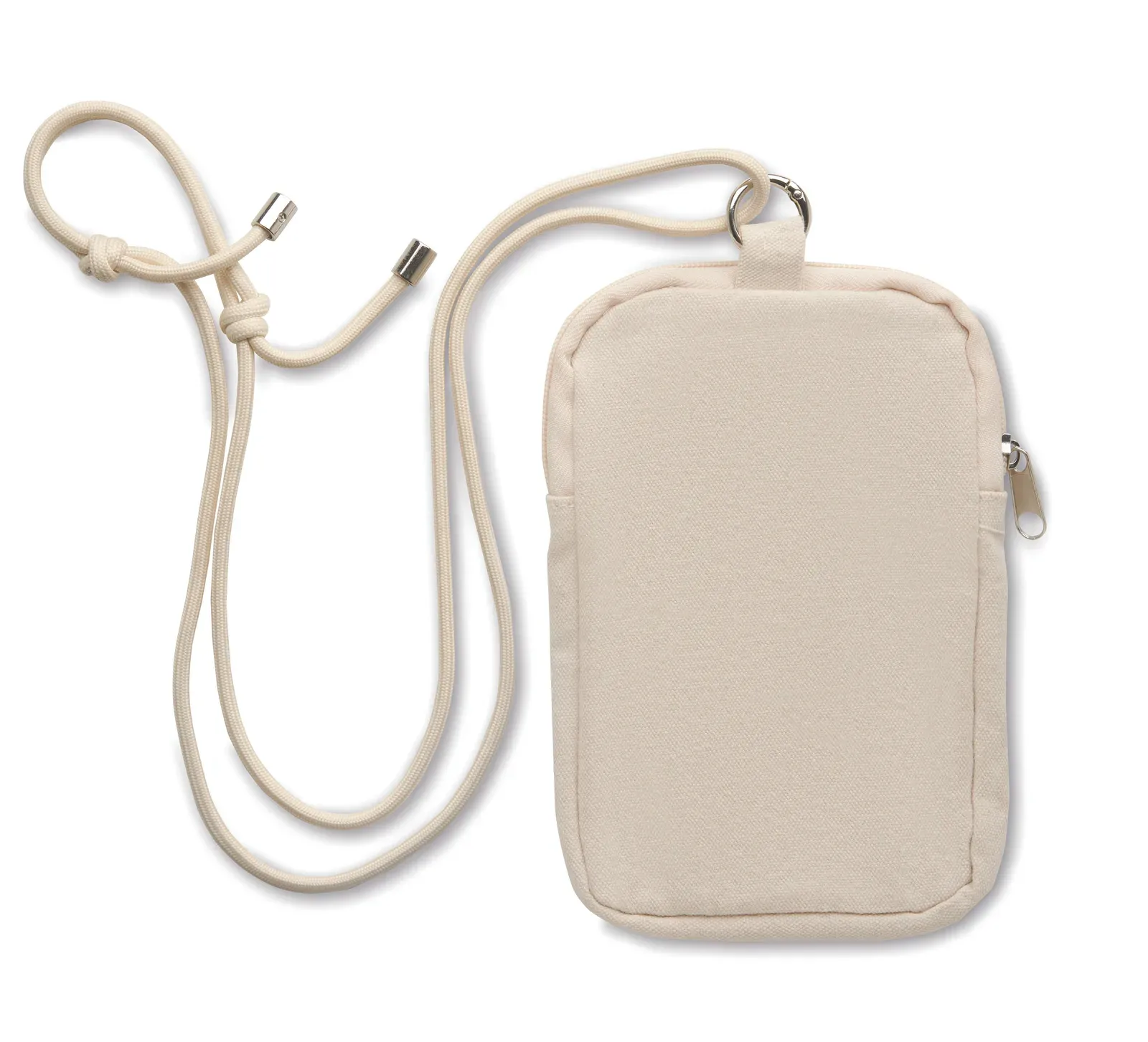 Recycled Cotton Bag Mobibolsa with Adjustable Strap 12X19 cm — Beige