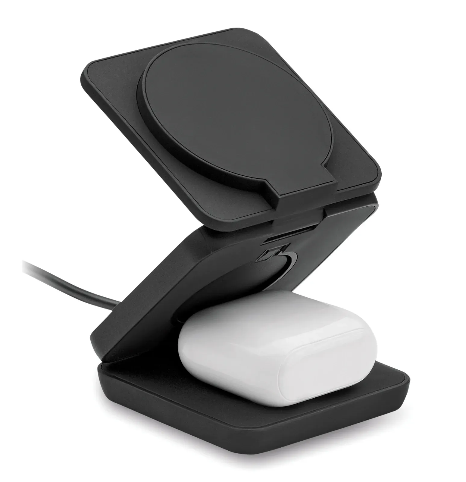 Netica 3-in-1 Foldable Charging Station – Rubberized Recycled ABS — Black