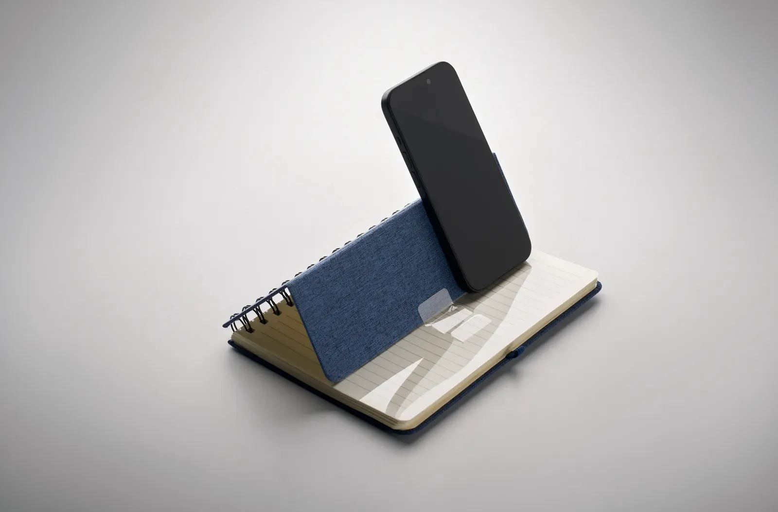 Strata A5 RPET Notebook with Phone Stand – Twin-Wire, 160-Page Recycled Refill — Blue