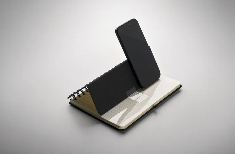 Strata A5 RPET Notebook with Phone Stand – Twin-Wire, 160-Page Recycled Refill