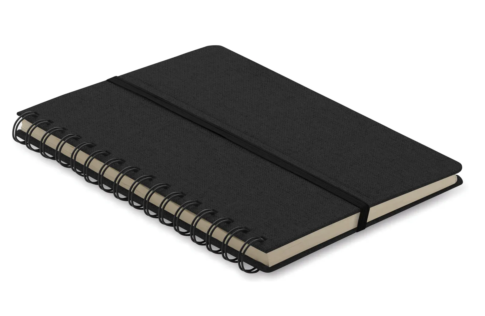 Strata A5 RPET Notebook with Phone Stand – Twin-Wire, 160-Page Recycled Refill — Black