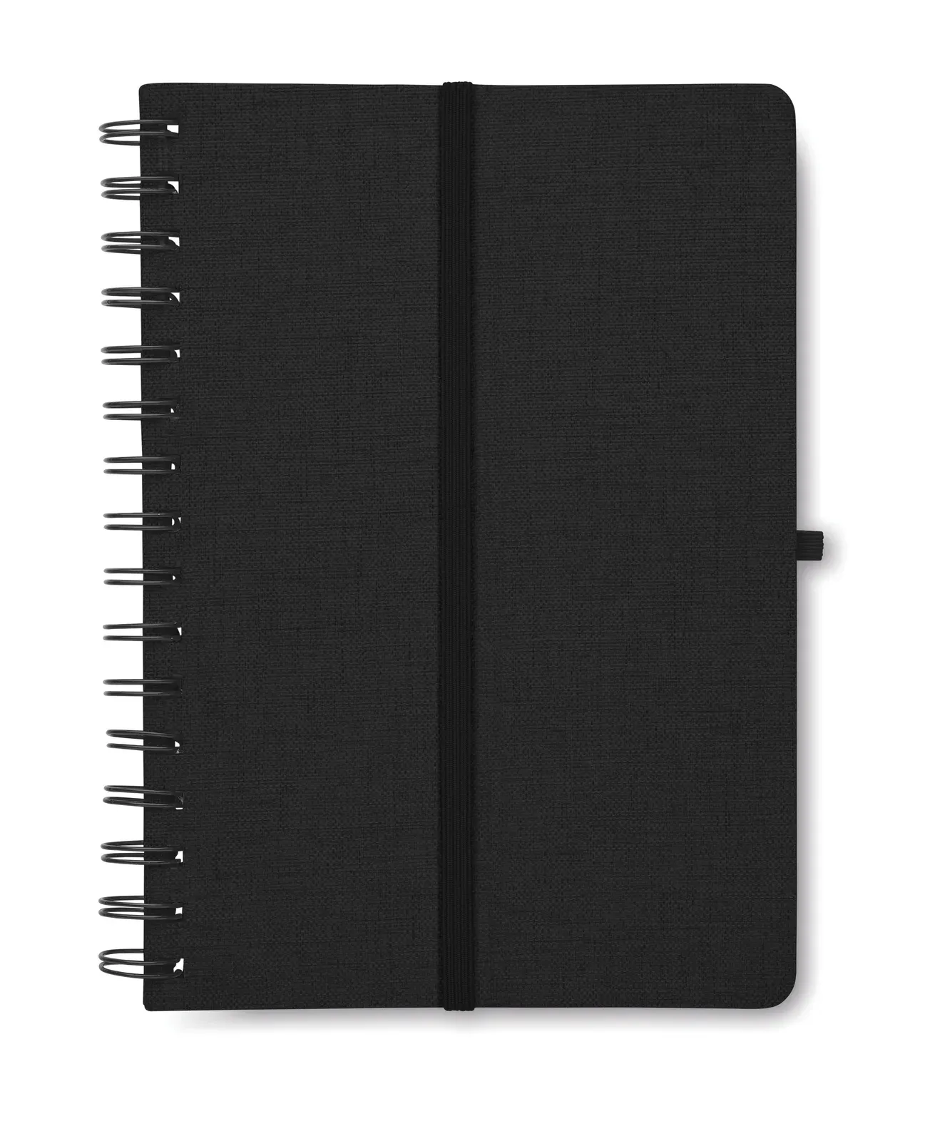 Strata A5 RPET Notebook with Phone Stand – Twin-Wire, 160-Page Recycled Refill — Black