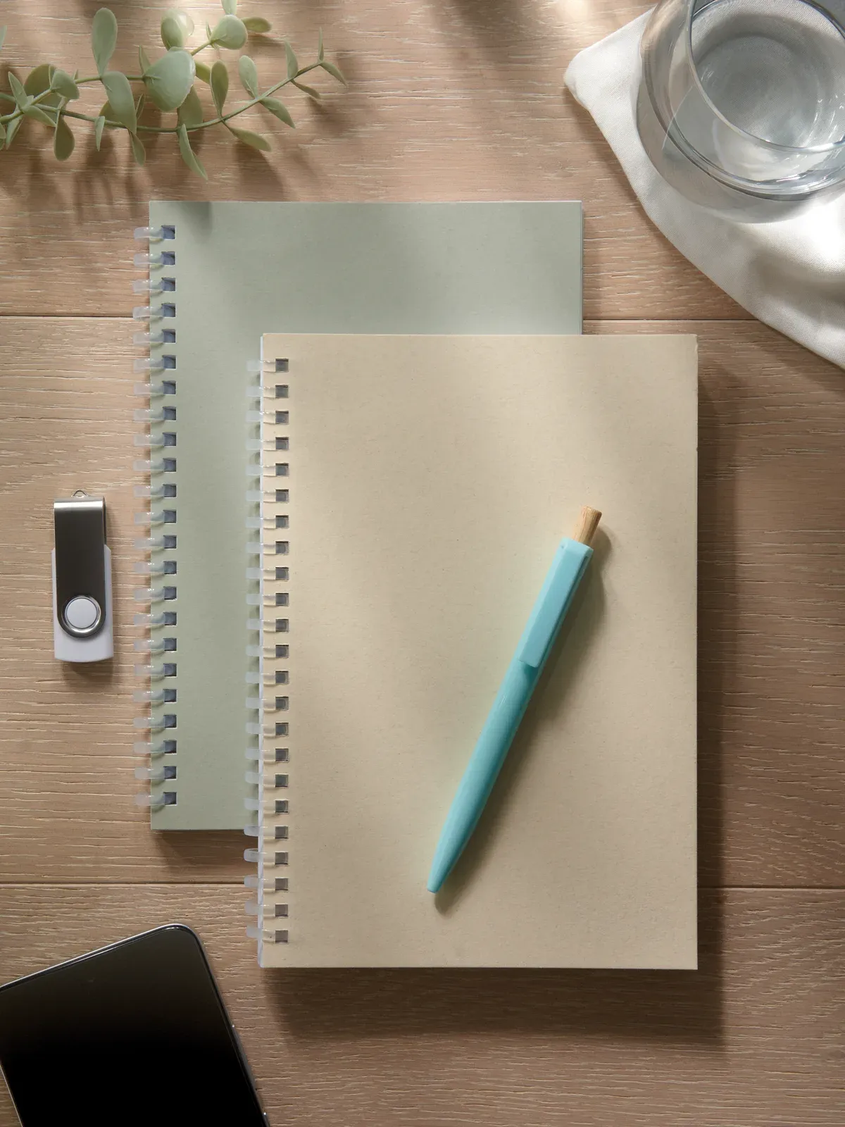 Recarnote A5 Ring-Bound Recycled Carton Notebook – 160-Page FSC-Certified Refill — Beige