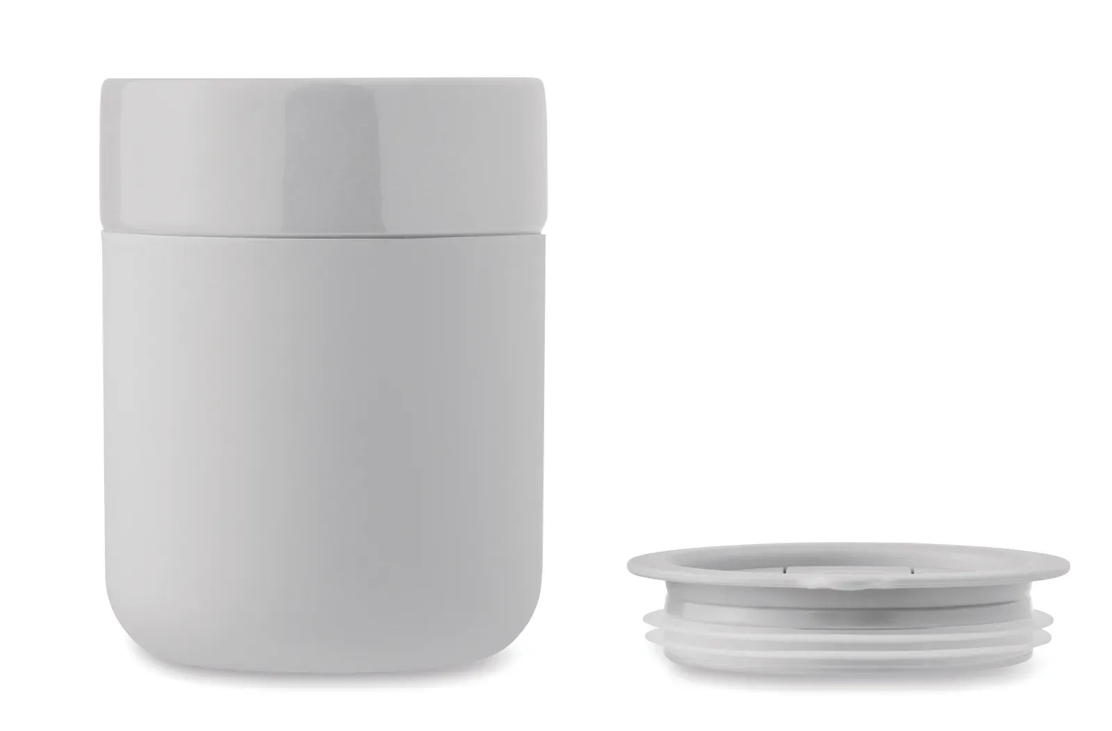 Qeram – Ceramic Tumbler with Silicone Sleeve and PP Lid — White