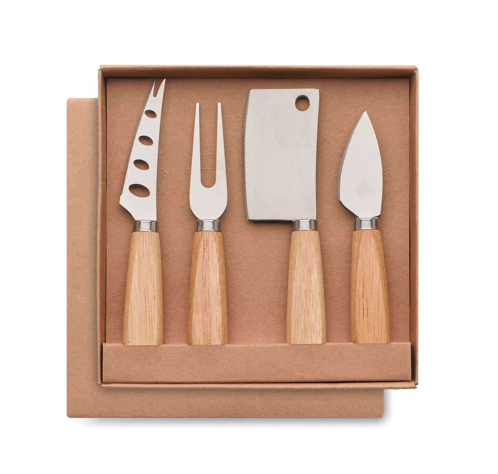 Camembert – Bamboo Cheese and Wine Set; Includes a Stainless Steel Knife, Cheese Peeler, Bottle Opener and Wine Stopper — Wood