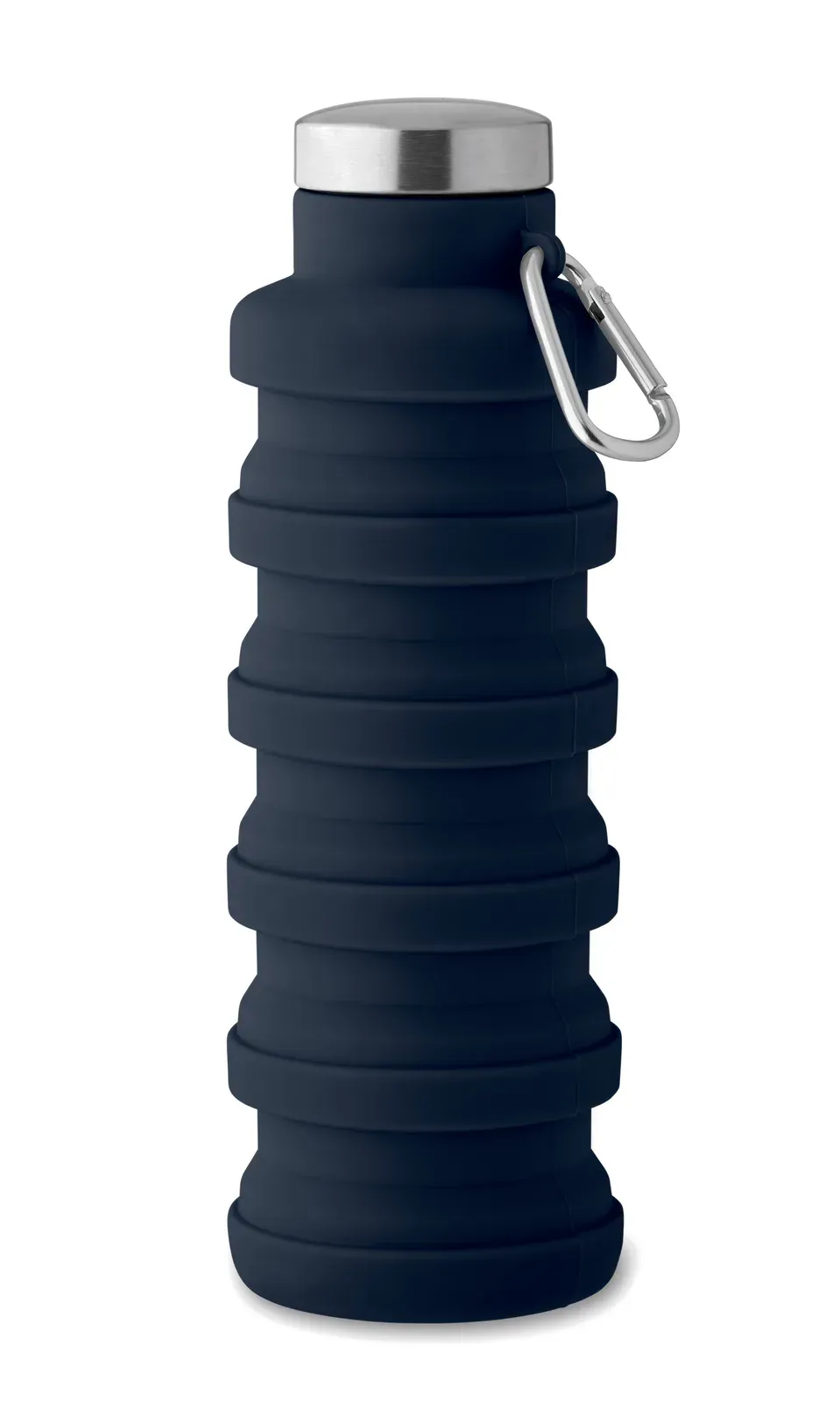 Kolapsi – Foldable Silicone Sports Bottle with PP Lid, Handle, Polyester Strap, and Transparent Buckle to Secure When Folded — French Navy