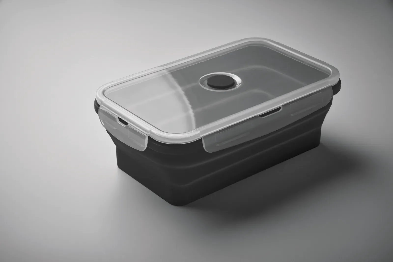 Kolapso – Collapsible Silicone Lunch Box with PP Lid and Silicone Valve — Black