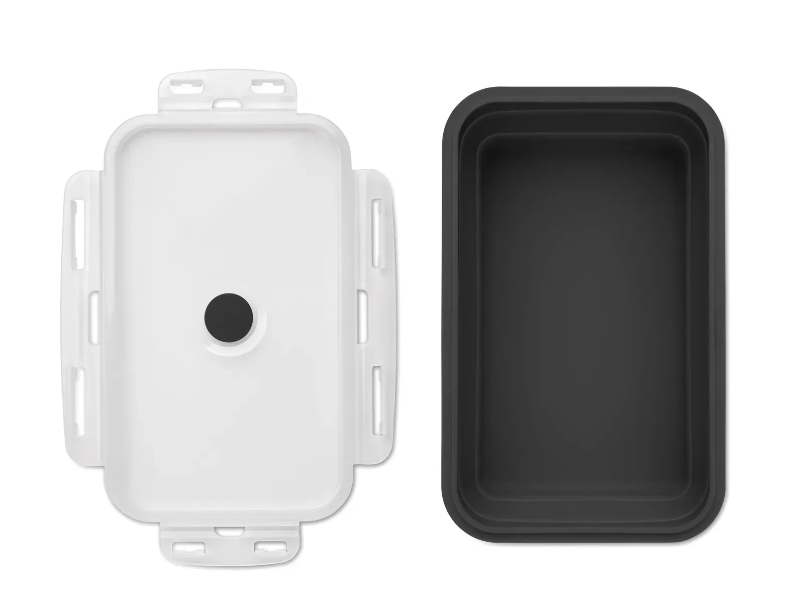 Kolapso – Collapsible Silicone Lunch Box with PP Lid and Silicone Valve — Black