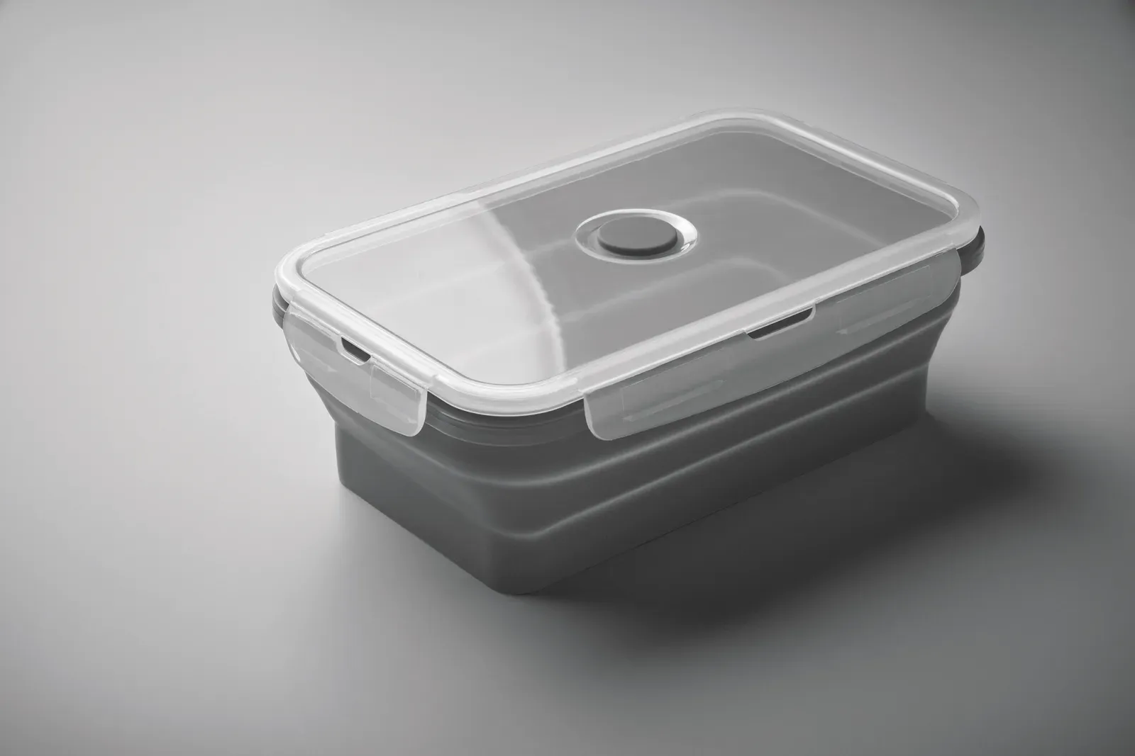 Kolapso – Collapsible Silicone Lunch Box with PP Lid and Silicone Valve — Stone Grey
