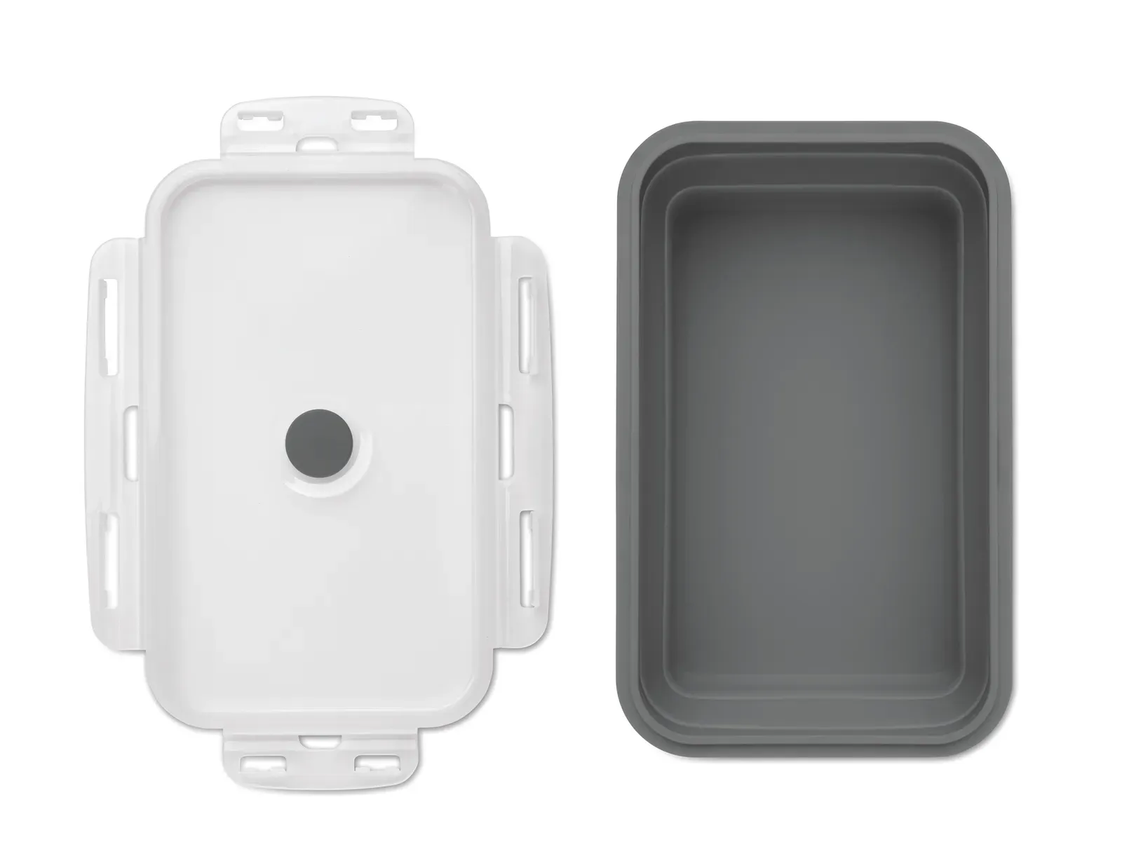 Kolapso – Collapsible Silicone Lunch Box with PP Lid and Silicone Valve — Stone Grey