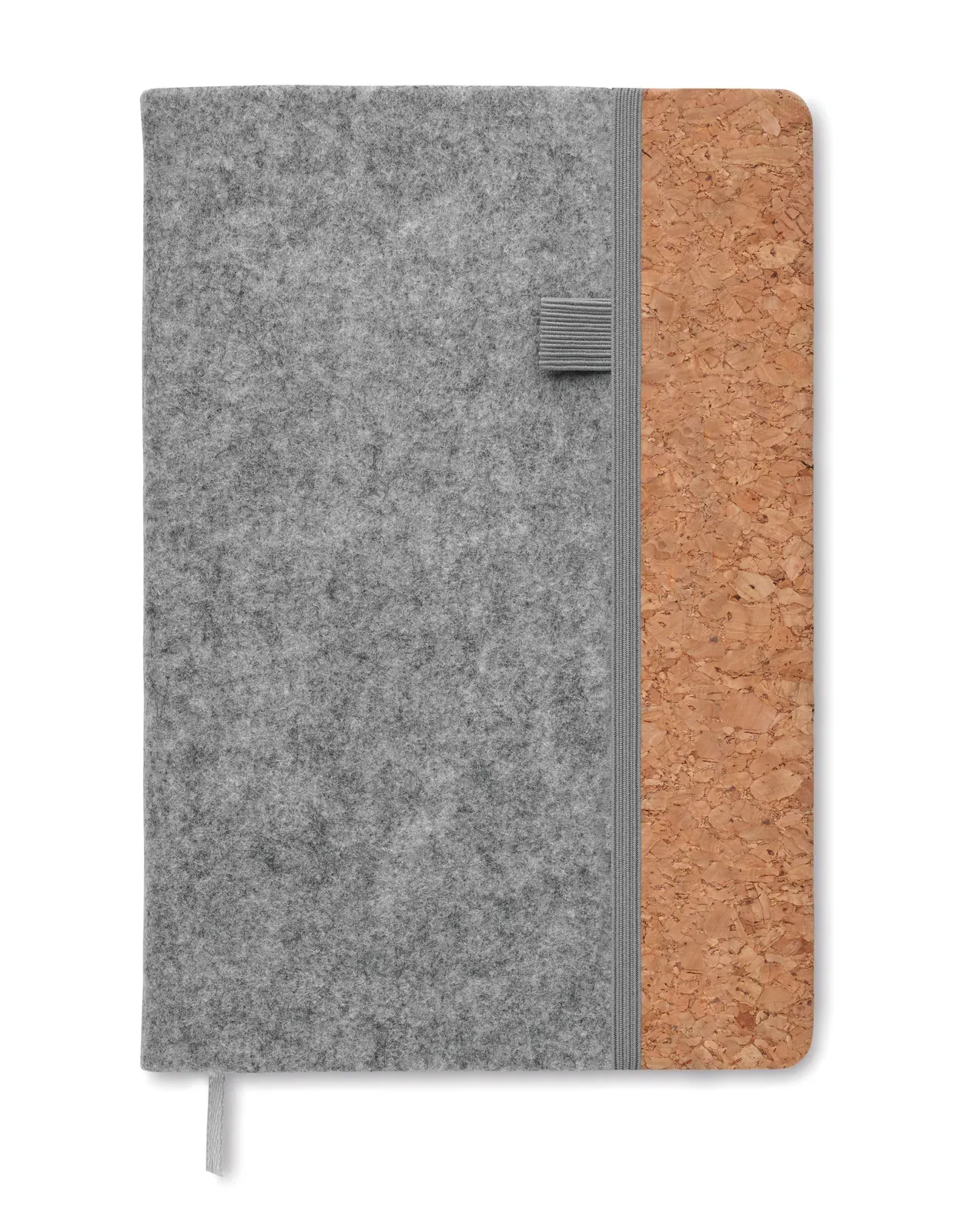 Corkbook A5 RPET Felt & Cork Notebook – 160-Page FSC-Certified Refill with Pen Loop — Grey