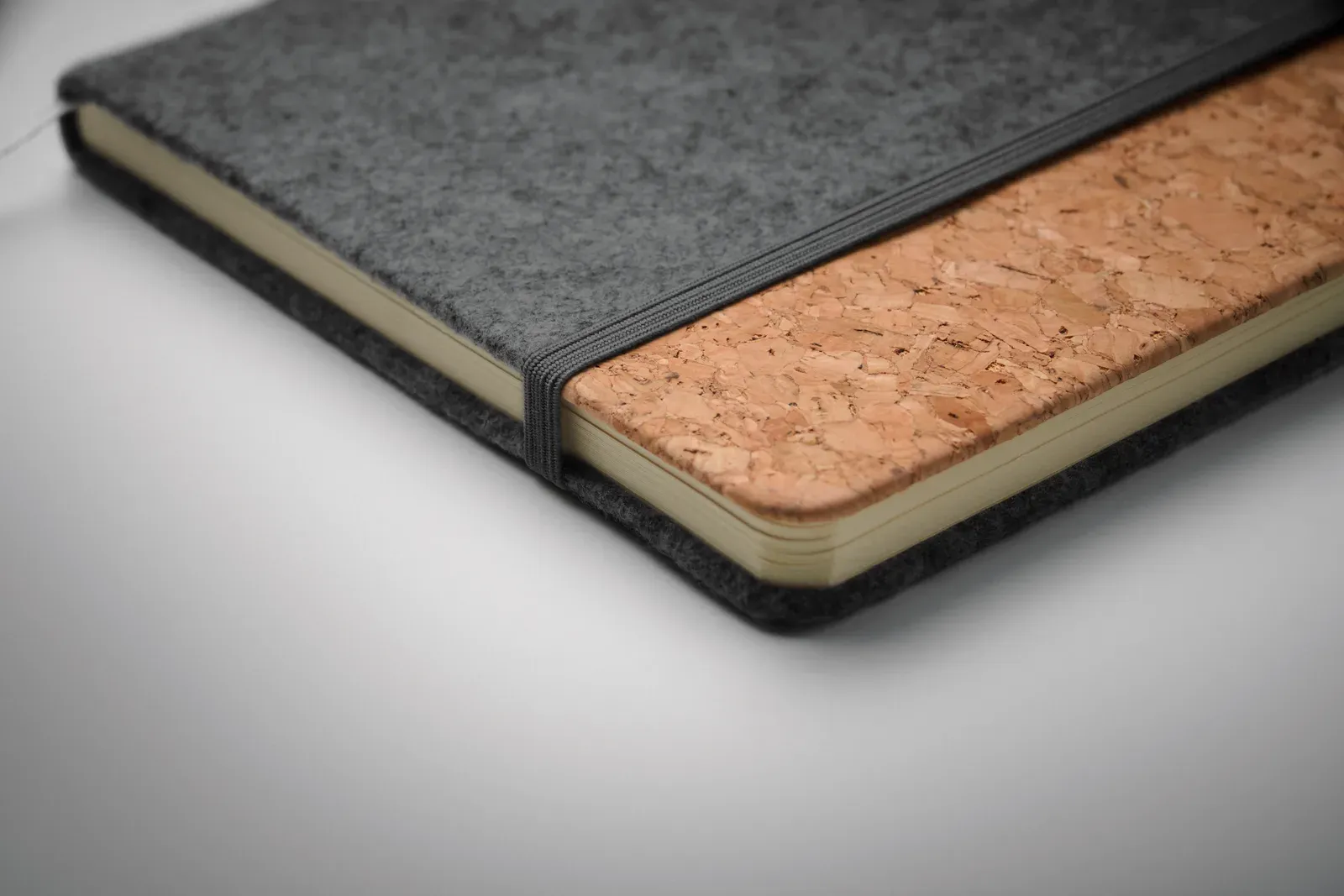 Corkbook A5 RPET Felt & Cork Notebook – 160-Page FSC-Certified Refill with Pen Loop — Stone Grey