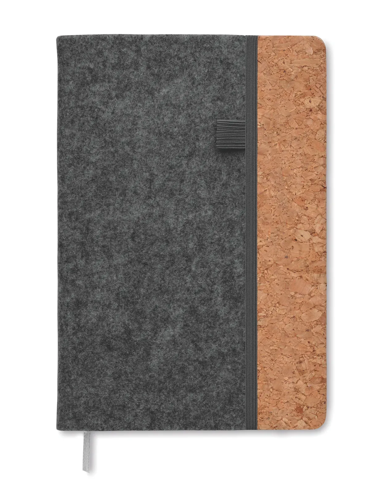 Corkbook A5 RPET Felt & Cork Notebook – 160-Page FSC-Certified Refill with Pen Loop — Stone Grey