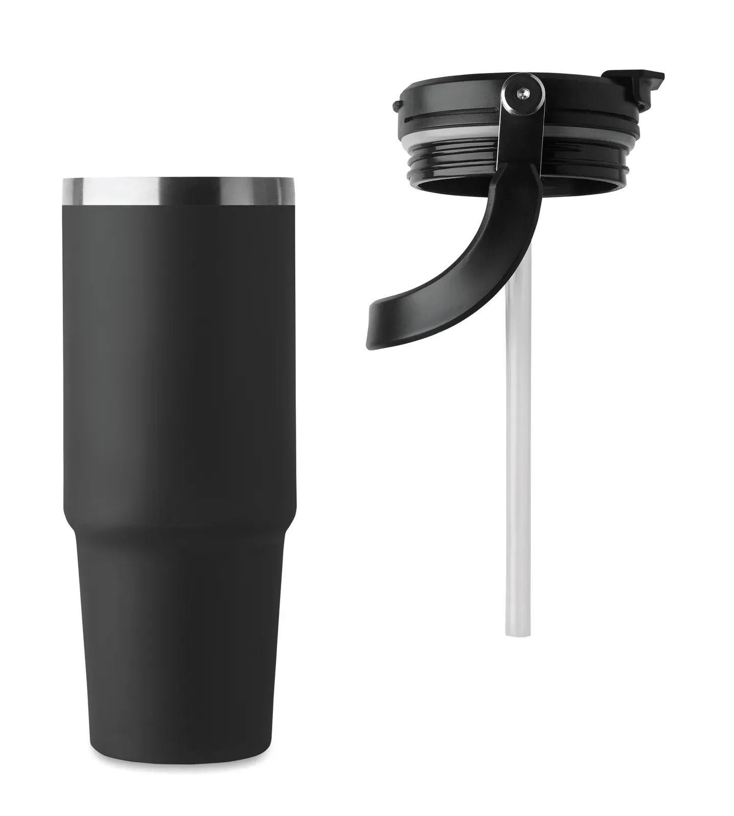 Suma Hand – Double Wall Recycled Stainless Steel (90% Recycled Stainless Steel and 10% Stainless Steel) Tumbler with Lid — Black
