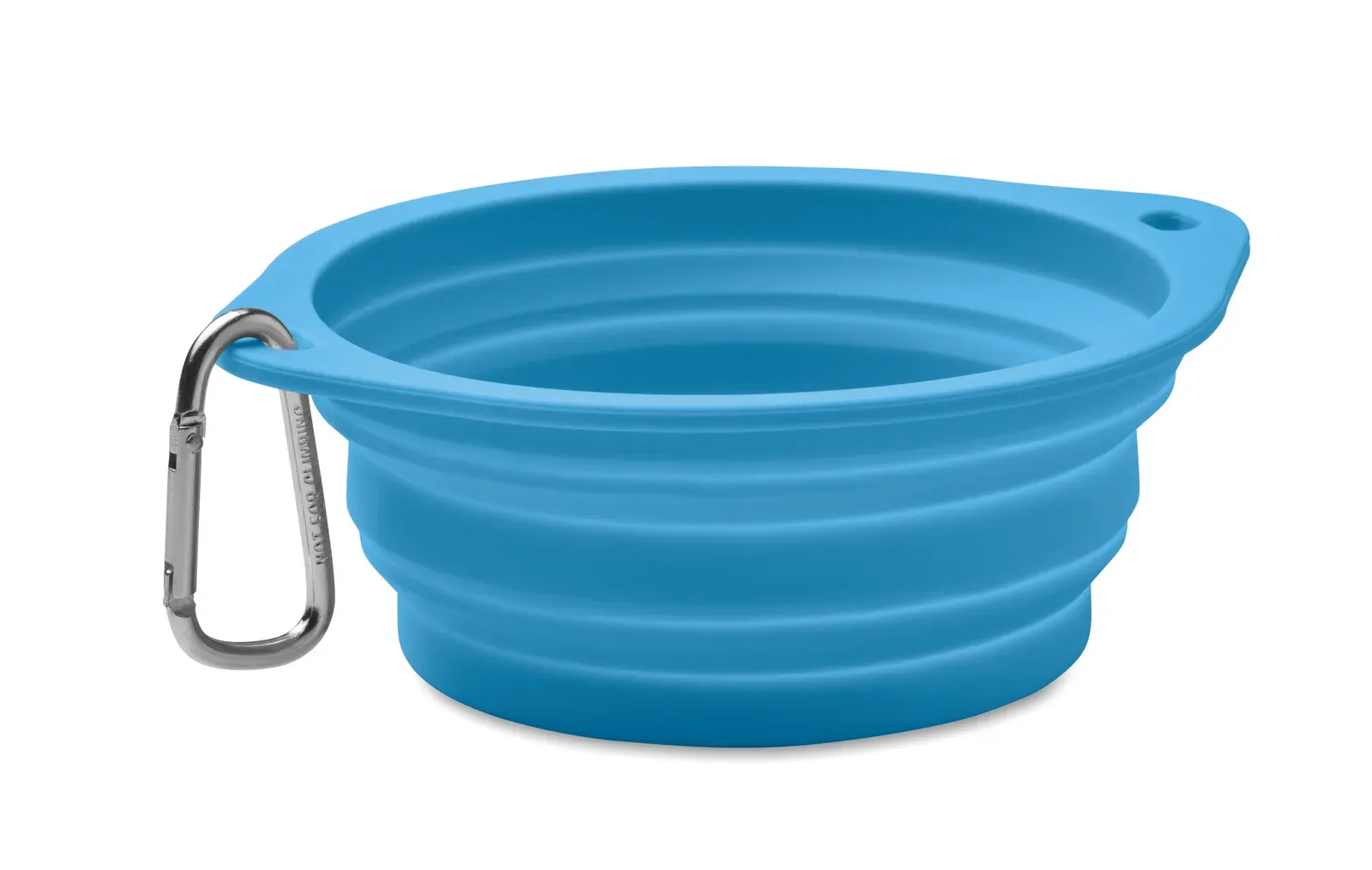 Kolapdier – Collapsible Portable Silicone Single Drinking or Food PET Bowl with Carabiner — Baby Blue