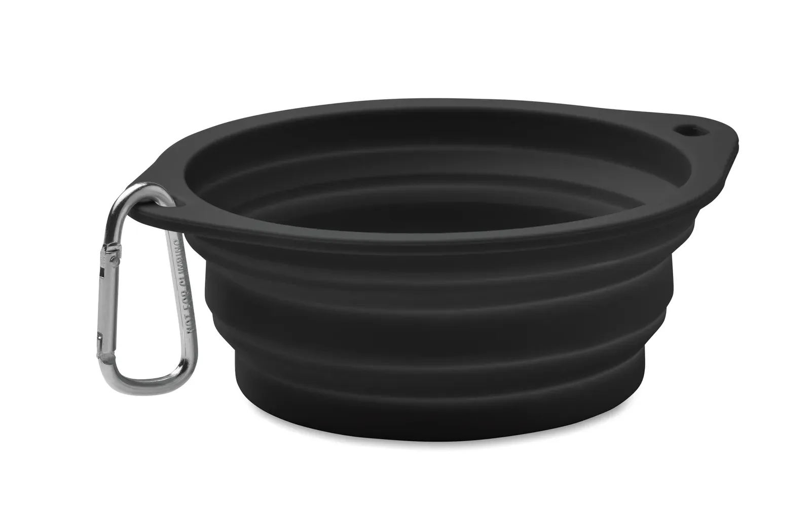 Kolapdier – Collapsible Portable Silicone Single Drinking or Food PET Bowl with Carabiner — Black