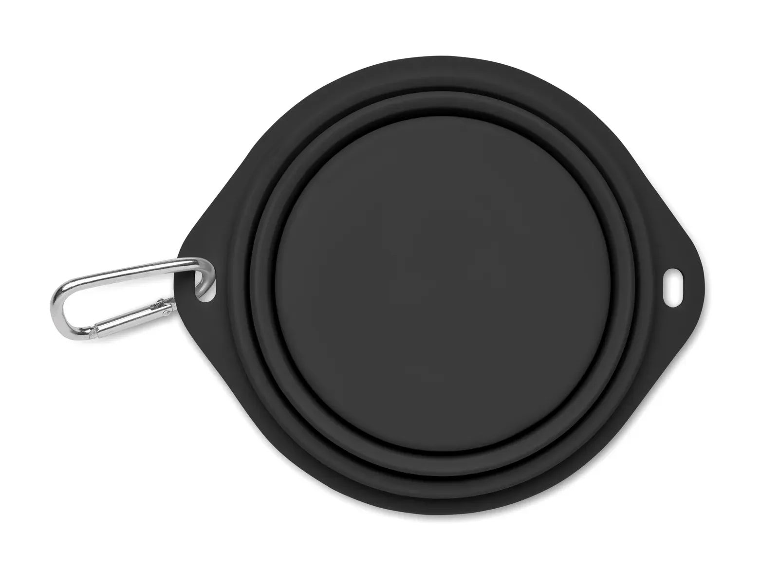 Kolapdier – Collapsible Portable Silicone Single Drinking or Food PET Bowl with Carabiner — Black